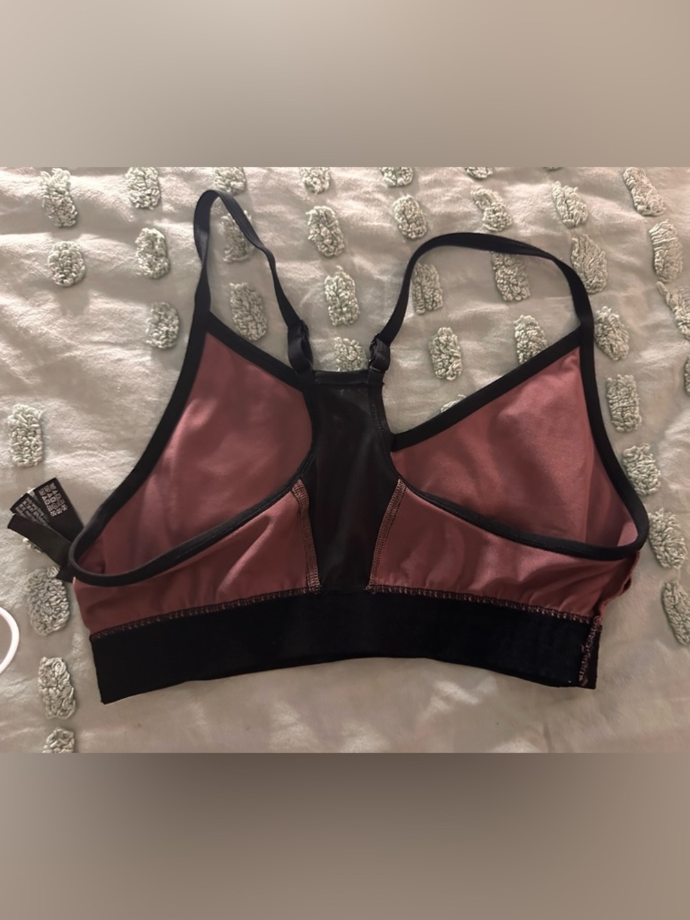 Victoria’s Secret Mauve Bralette w/ Mesh Racer Back Black Trim Shimmer Logo - Picture 10 of 15